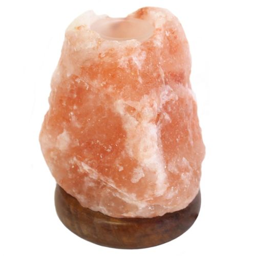 salt aroma lamp on dark wooden base himalayan pink rock salt lamp