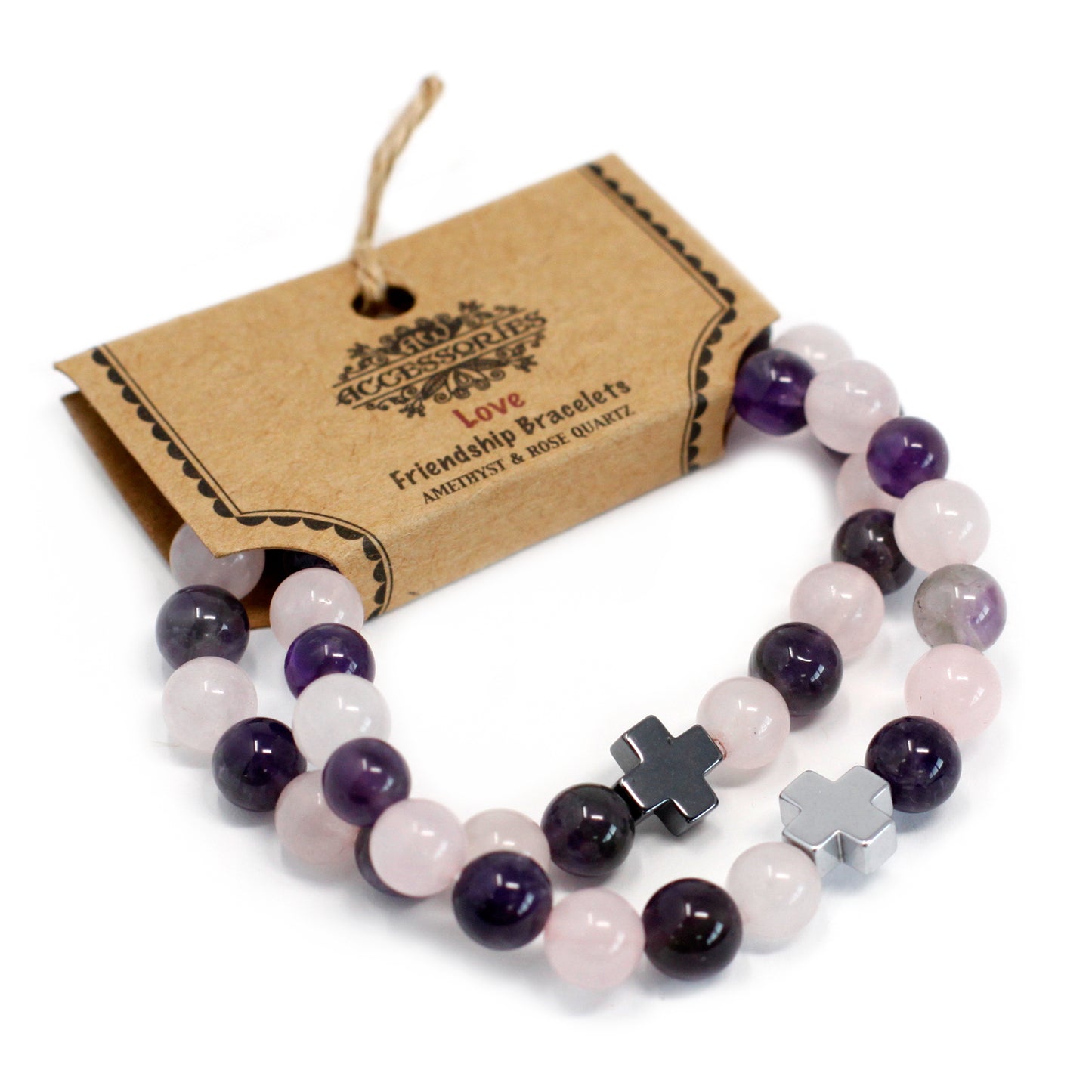 Gemstones Friendship Bracelets - Amethyst & Rose Quartz