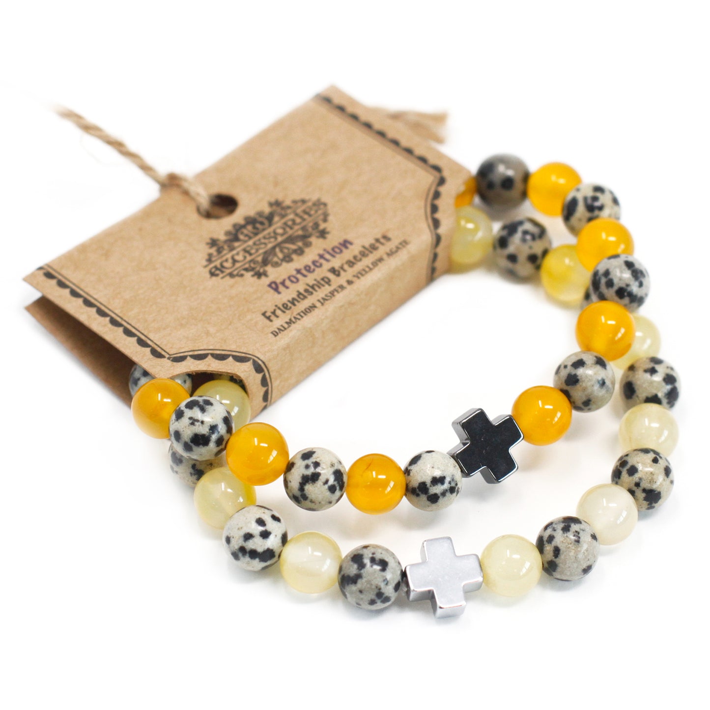 Gemstones Friendship Bracelets - Dalmation Jasper & Yellow Agate