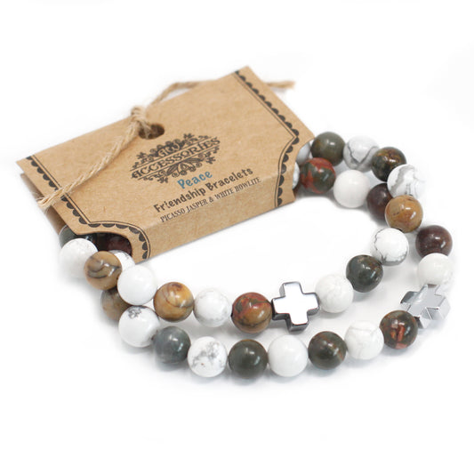 Gemstones Friendship Bracelets - Picasso Jasper & White Howlite