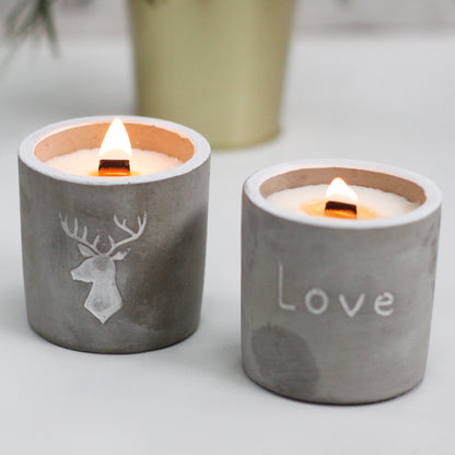 Wooden Wick Candle Med Pot - Stag Head - Whiskey and Woodsmoke