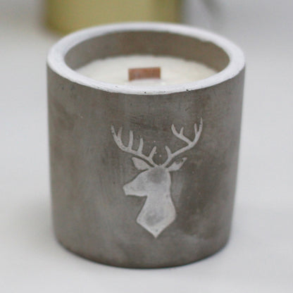 Wooden Wick Candle Med Pot - Stag Head - Whiskey and Woodsmoke