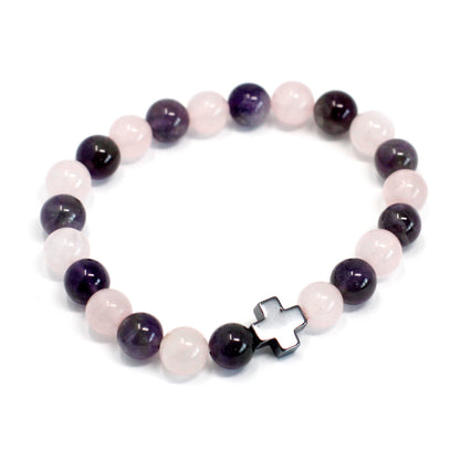 Gemstones Friendship Bracelets - Amethyst & Rose Quartz