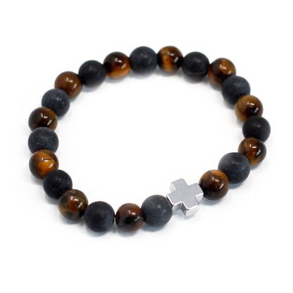 Gemstones Friendship Bracelets - Tiger Eye &amp; Black Stone