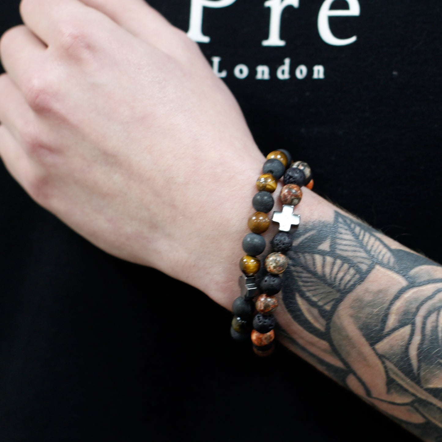 Gemstones Friendship Bracelets - Tiger Eye &amp; Black Stone