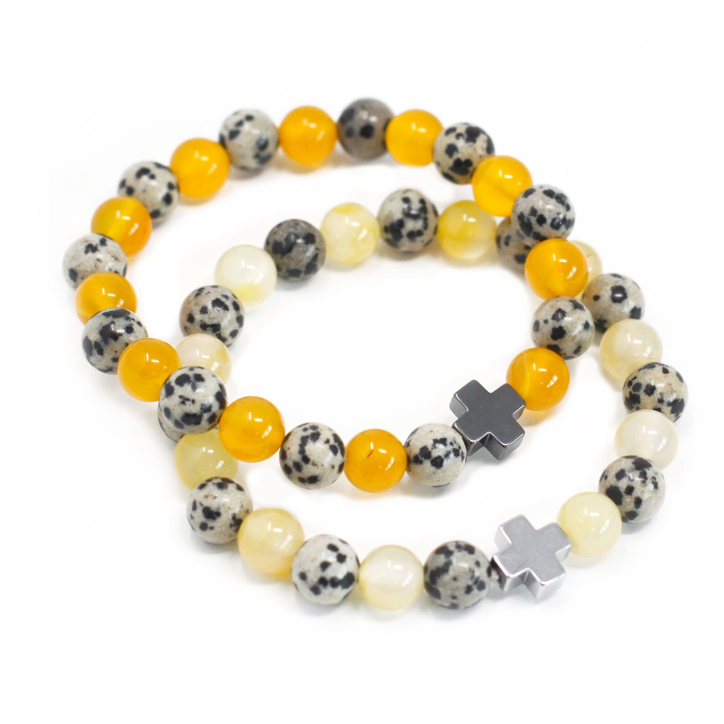 Gemstones Friendship Bracelets - Dalmation Jasper & Yellow Agate