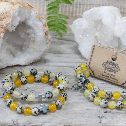 Gemstones Friendship Bracelets - Dalmation Jasper & Yellow Agate