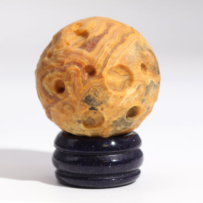 Crazy Lace Jasper Planet on a Sola Goldstone Stand (MERCURY)