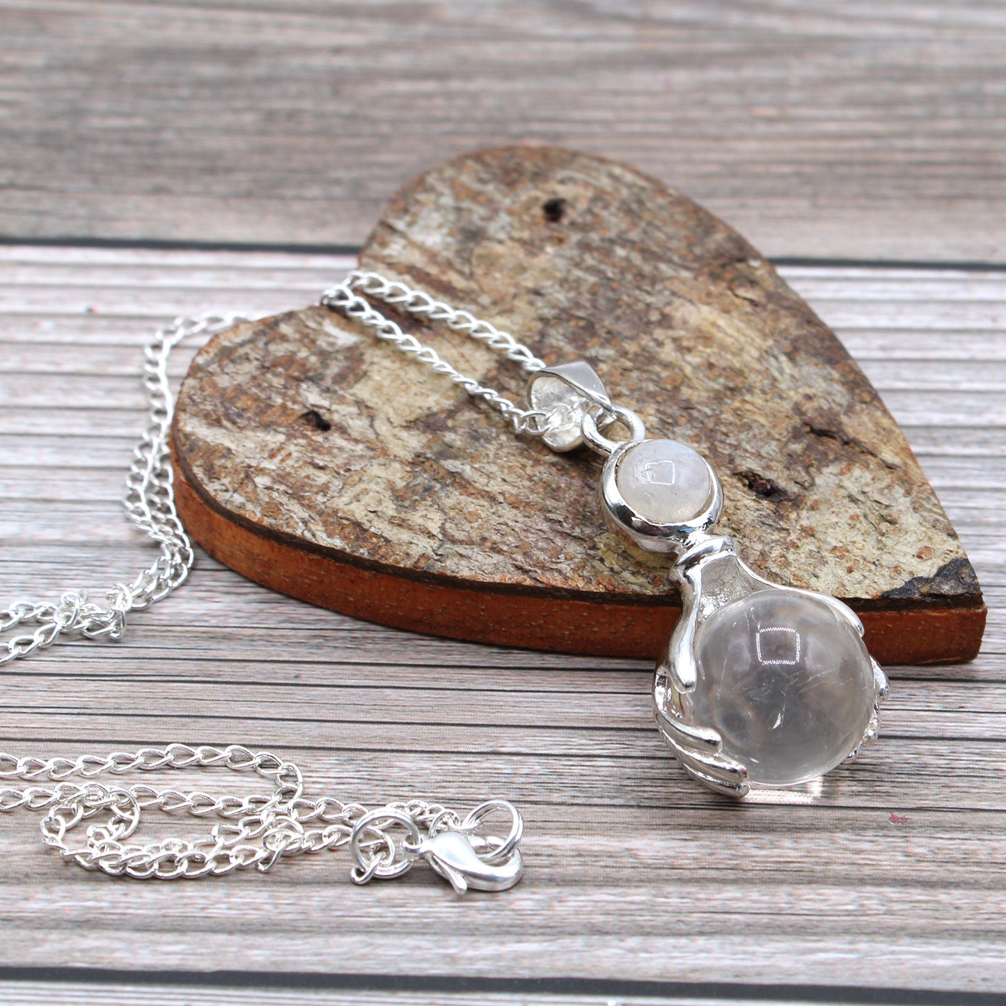 Gemstone Healing Hands Pendant - Rock Quartz