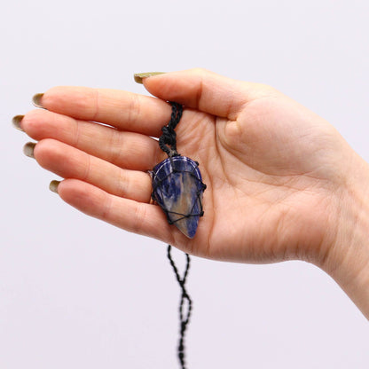 Laced Gemstone Teardrop Pendant - Sodalite