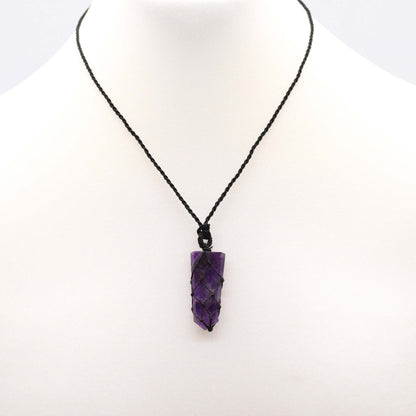 Laced Gemstone Flat Point Pendant - Amethyst