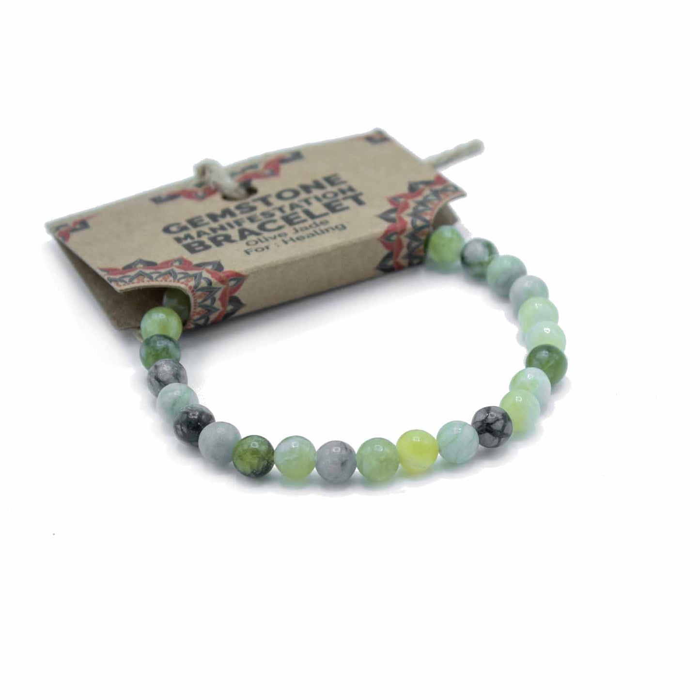 Olive Jade Gemstone Manifestation Bracelet