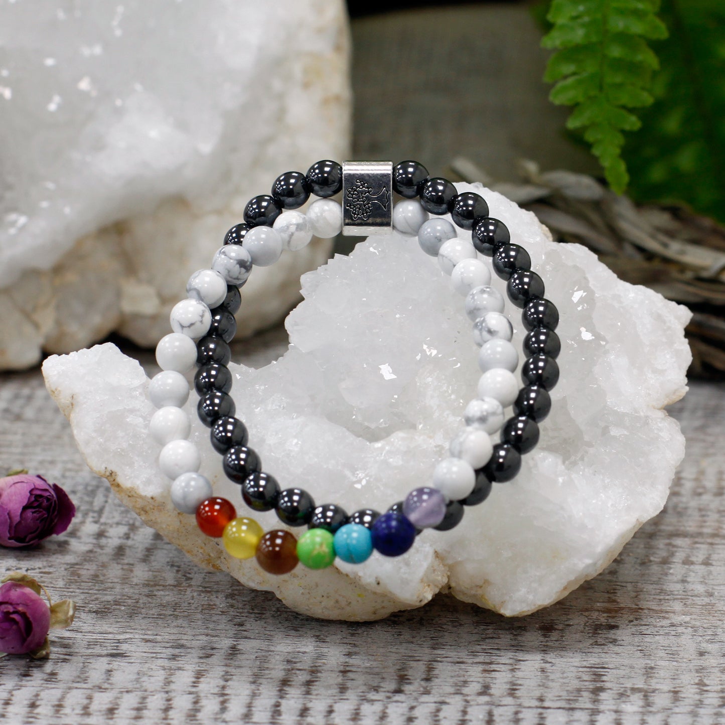 Magnetic Gemstone Bracelet - White Howlite Chakra