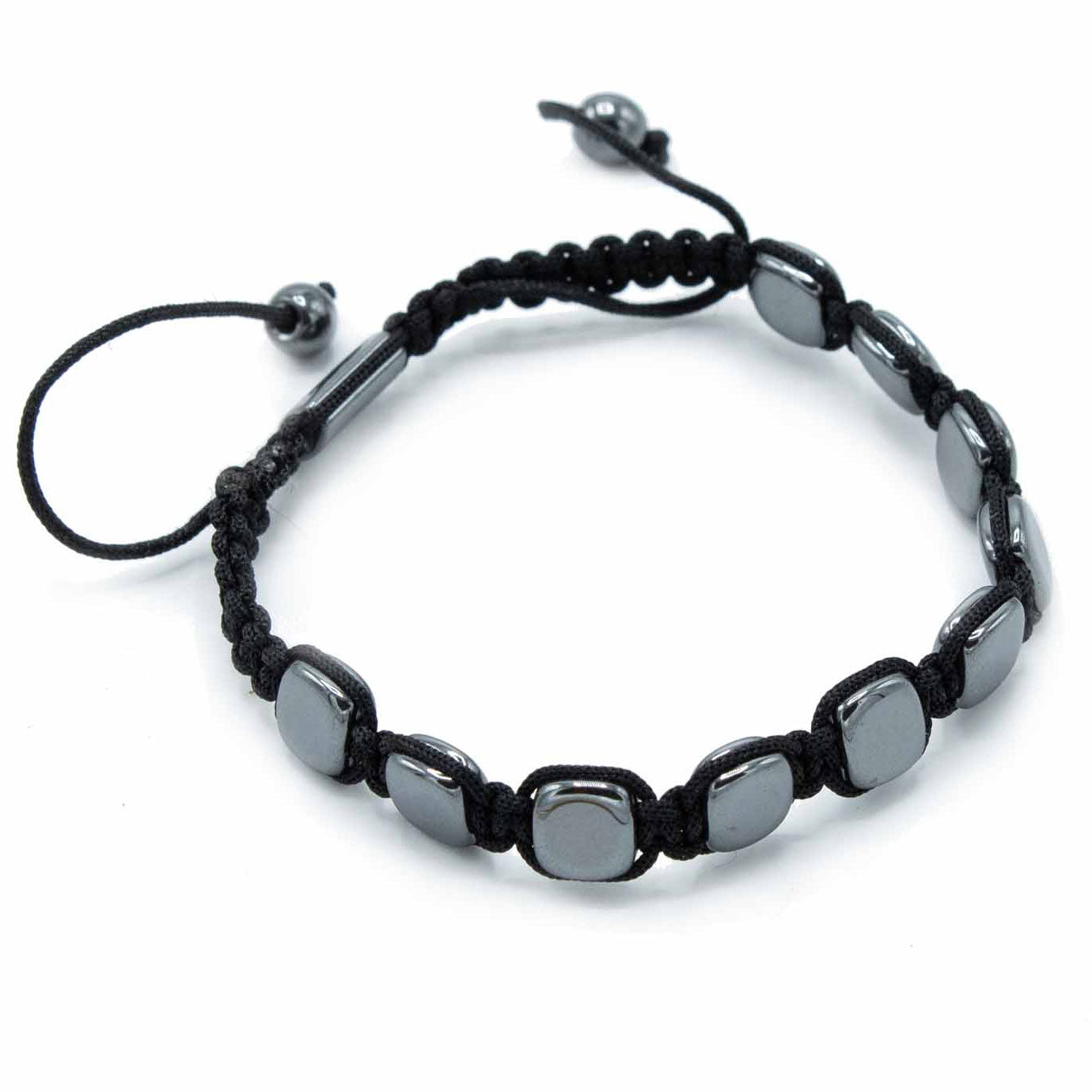 Magnetic Hematite Shamballa Bracelet -  Round Corners