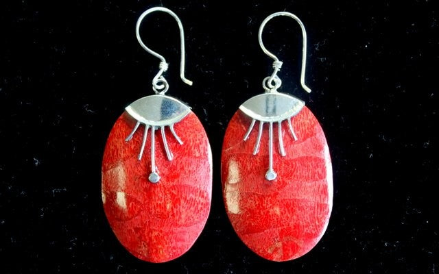 925 Silver Earrings - Oval Décor