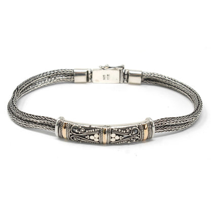 Silver & Gold Bracelet - Unisex Twin Chain