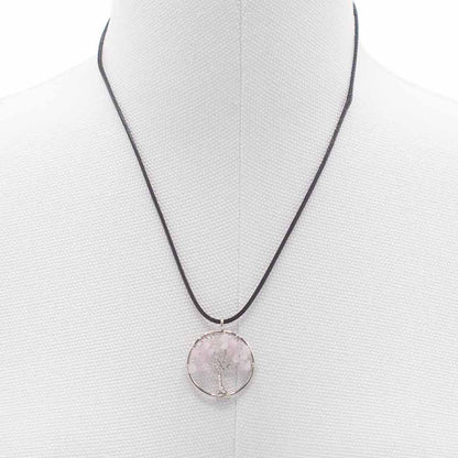 Tree of Life Pendant - Rose Quartz