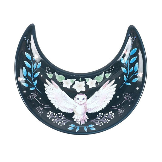 Crescent Moon Owl Trinket Dish