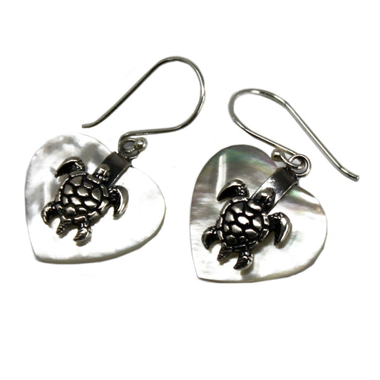 Shell & Silver Earrings - Sea Turtle - MOP