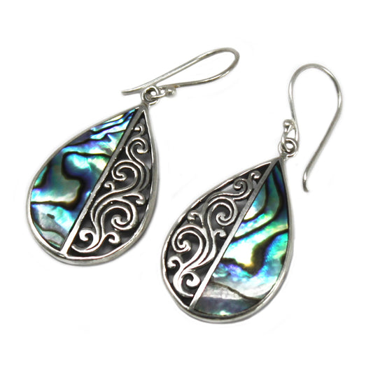 Shell & Silver Earrings - Teardrop- Abalone