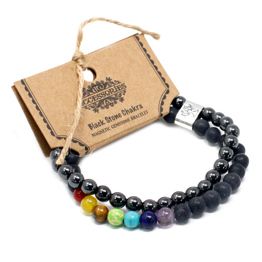 Magnetic Gemstone Bracelet - Black Stone Chakra