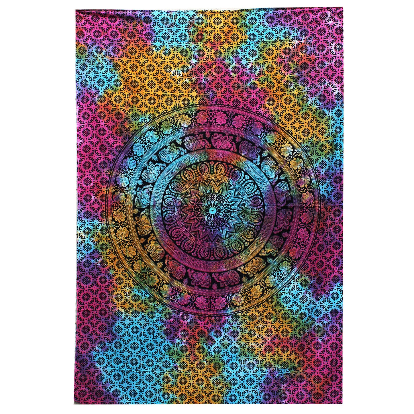 Mandala Elephant Single Cotton Bedspread