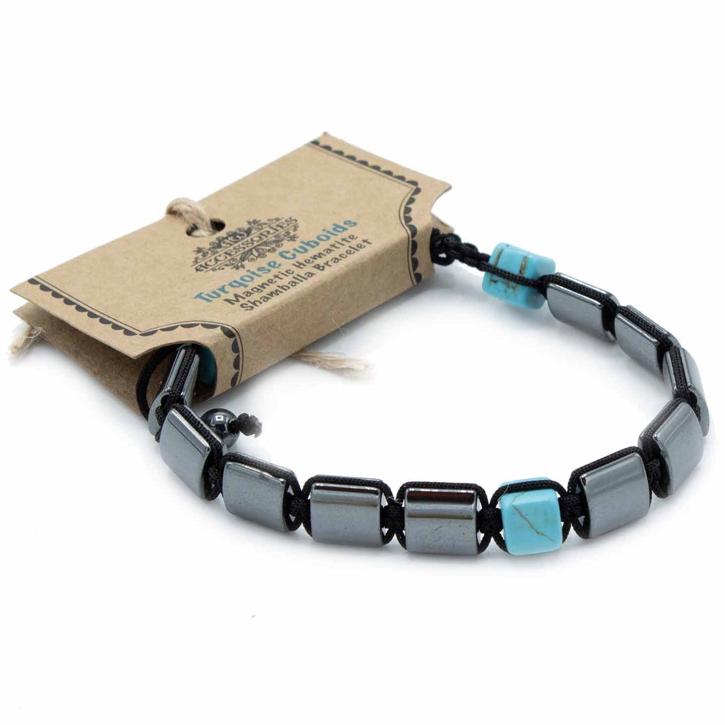 Turqoise Cuboids - Hematite Shamballa Bracelet