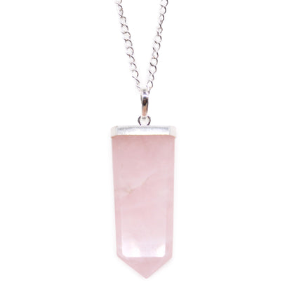 Gemstone Flat Pencil Pendant - Rose Quartz