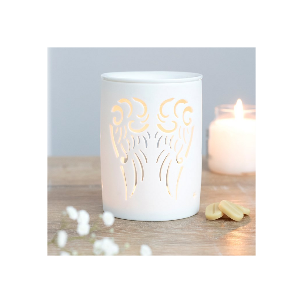 White Angel Wings Cut Out Oil Burner Home Ambiance - Thesoulmindspirit