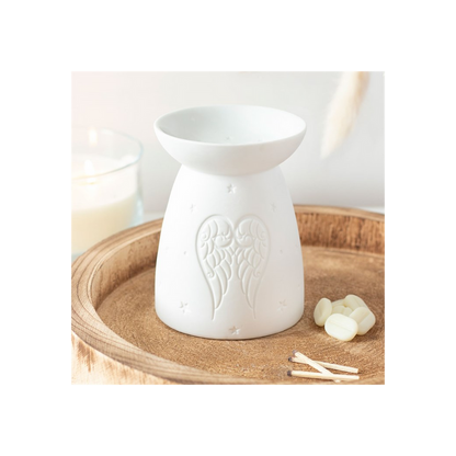 White Ceramic Angel Wings Oil Burner Home Ambiance - Thesoulmindspirit