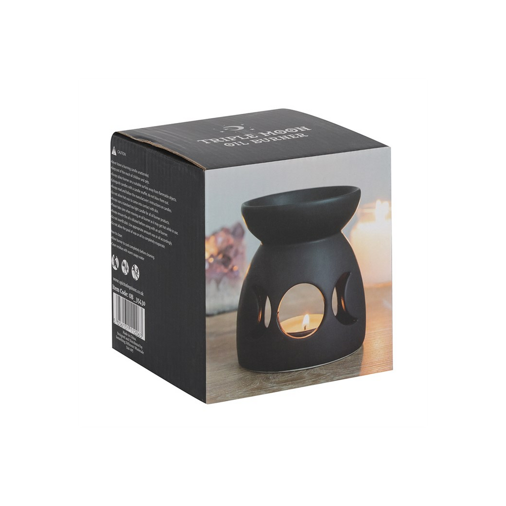 Black Triple Moon Cut Out Oil Burner Embrace Lunar - thesoulmindspirit