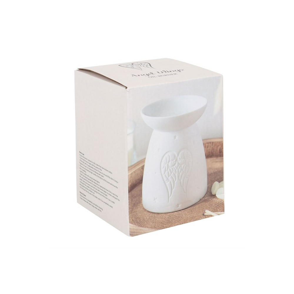 White Ceramic Angel Wings Oil Burner Home Ambiance - Thesoulmindspirit