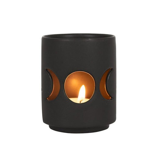 Small Black Triple Moon Cut Out Tealight Holder - Thesoulmindspirit