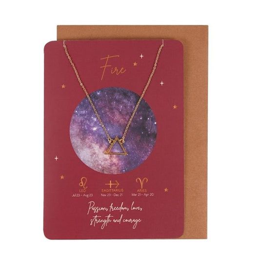 Fire Element Zodiac Necklace Card Astrological - Thesoulmindspirit