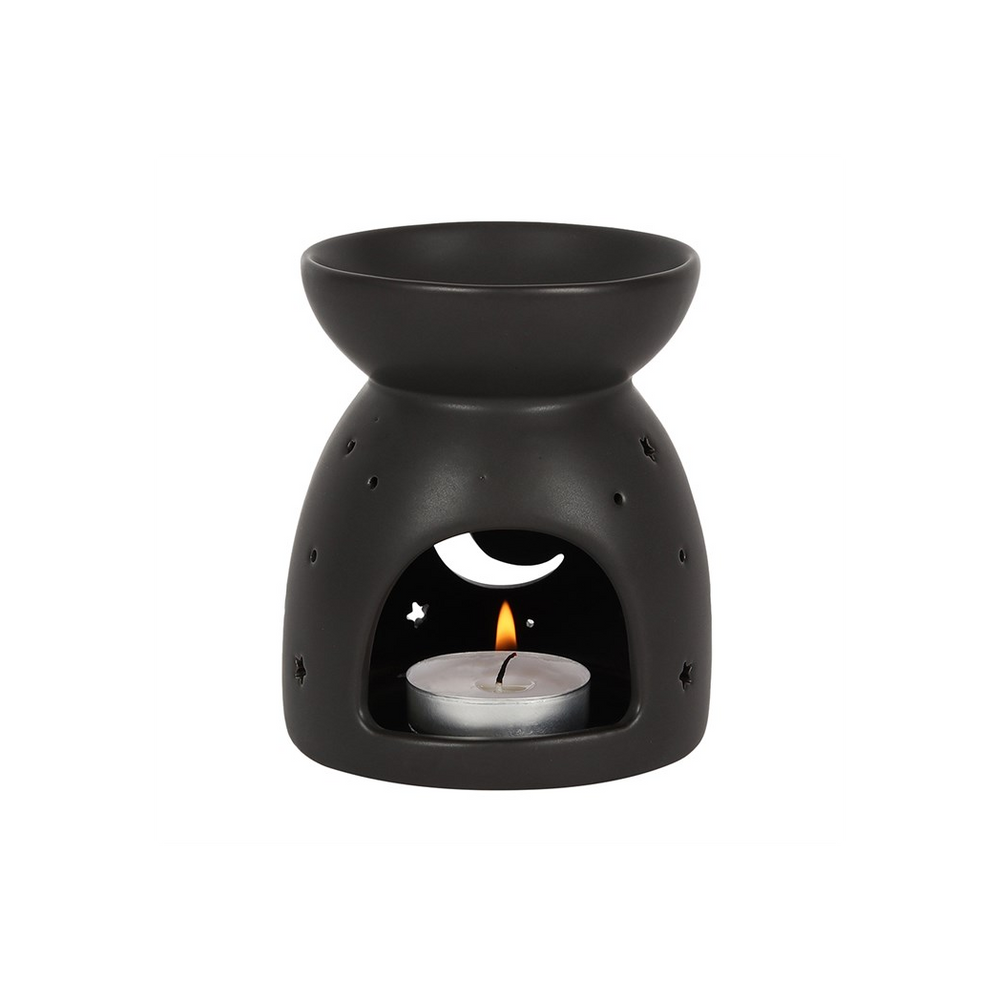 Black Mystical Moon Cut Out Oil Burner Enchantment - thesoulmindspirit