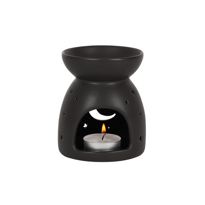 Black Mystical Moon Cut Out Oil Burner Enchantment - thesoulmindspirit