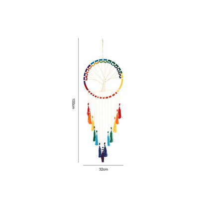 100cm Rainbow Beaded Tree of Life Dreamcatcher | thesoulmindspirit.com