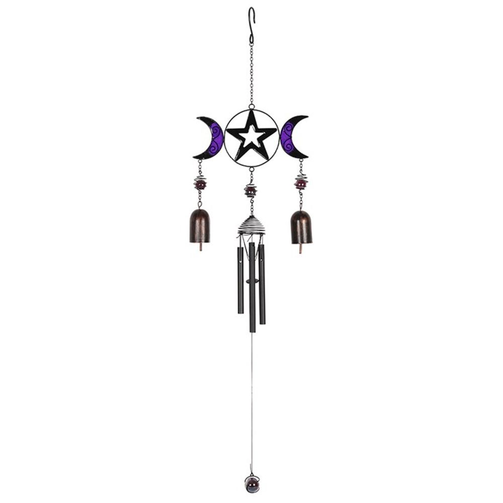 Triple Moon Windchime With Bells Celestial Harmony - Thesoulmindspirit