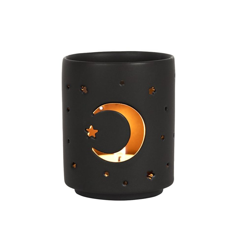 Small Black Mystical Moon Cut Out Tealight Holder - Thesoulmindspirit