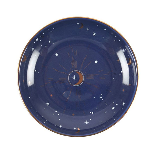 10.5cm Ceramic Blue Crescent Moon Trinket Dish | thesoulmindspirit.com