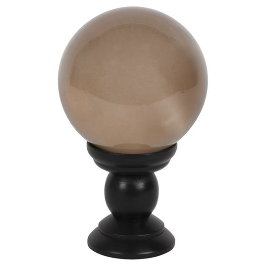 Large Smoke Grey Crystal Ball on Stand Enigmatic - Thesoulmindspirit