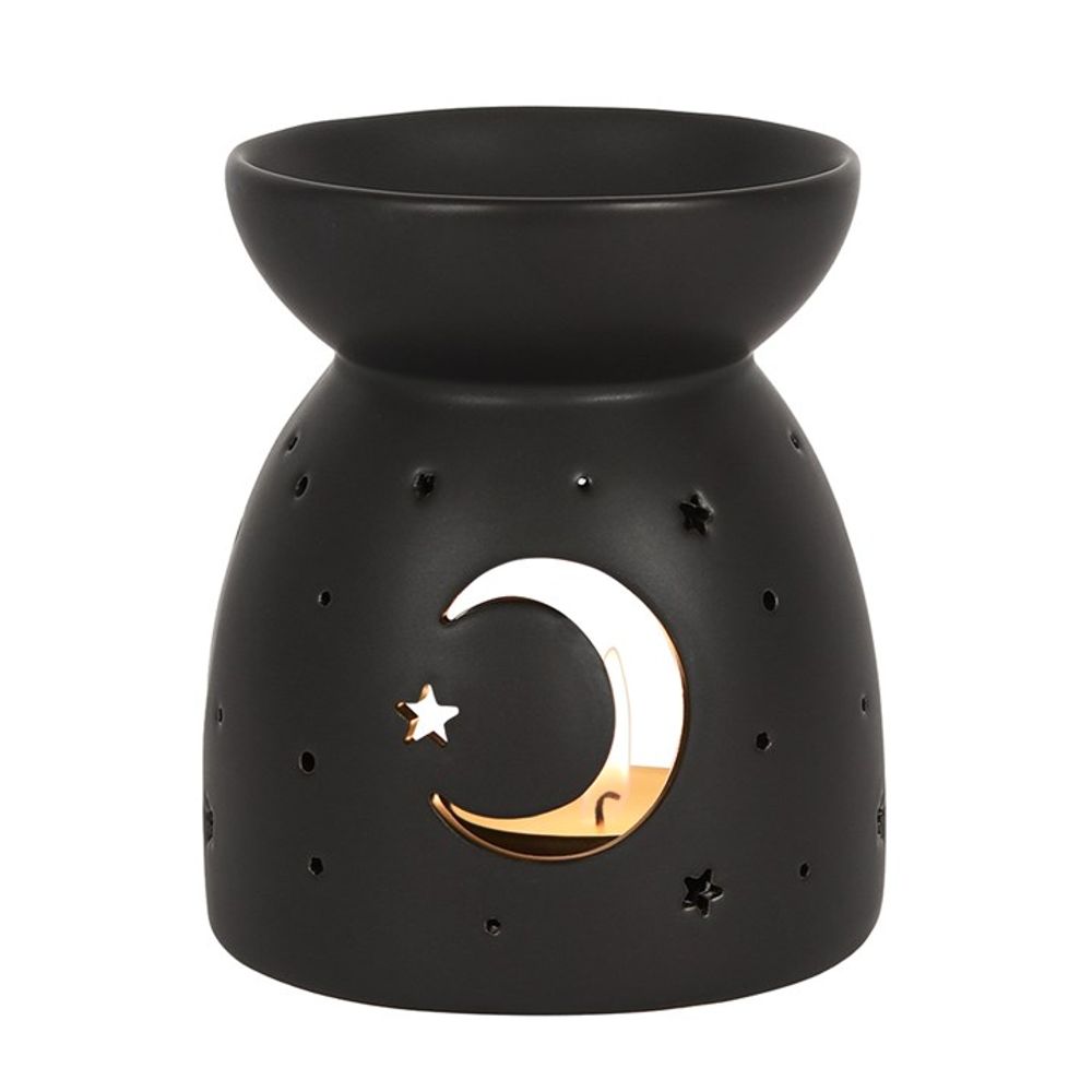 Black Mystical Moon Cut Out Oil Burner Enchantment - thesoulmindspirit