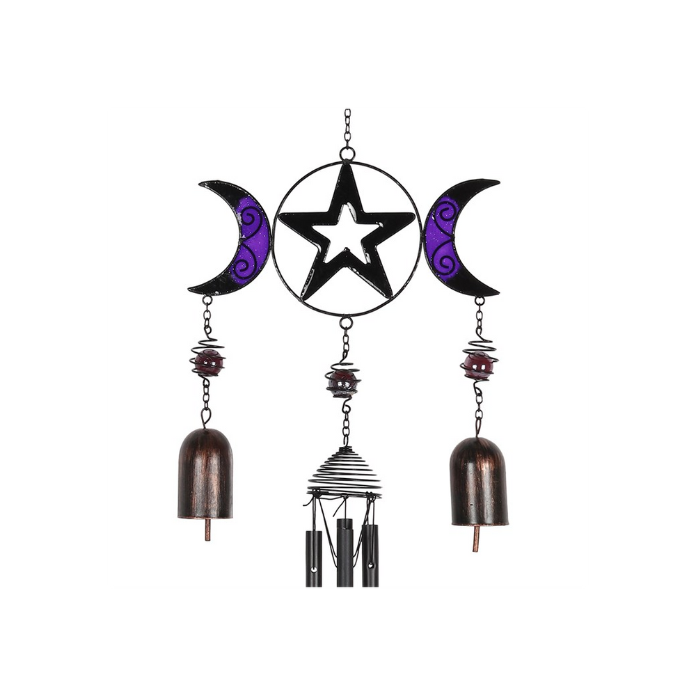 Triple Moon Windchime With Bells Celestial Harmony - Thesoulmindspirit