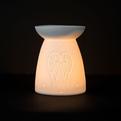 White Ceramic Angel Wings Oil Burner Home Ambiance - Thesoulmindspirit