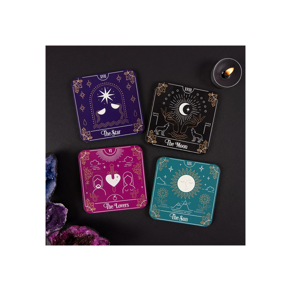 Tarot Card Coaster Set - Mystical Protection Table - Thesoulmindspirit