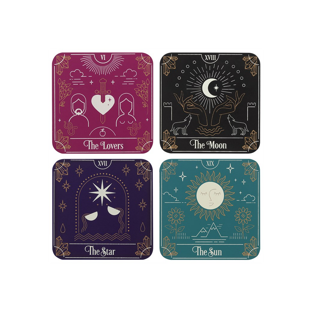 Tarot Card Coaster Set - Mystical Protection Table - Thesoulmindspirit
