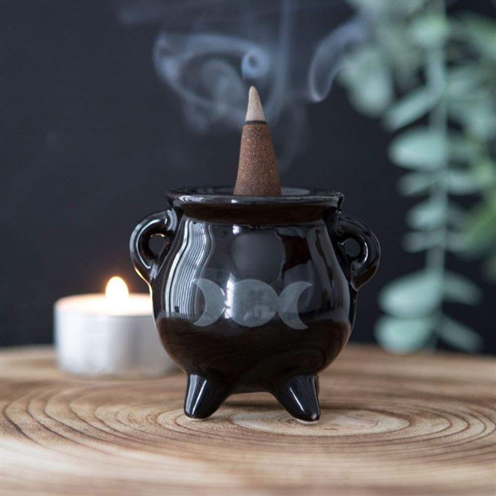 Triple Moon Cauldron Ceramic Incense Holder - Thesoulmindspirit