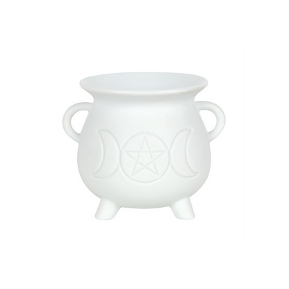 White Triple Moon Cauldron Oil Burner - Home Decor - Thesoulmindspirit