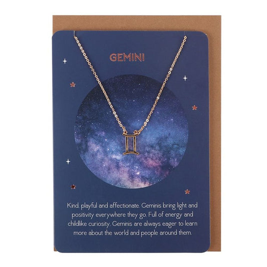 Gemini Zodiac Necklace Card  Astrological Jewelry - Thesoulmindspirit