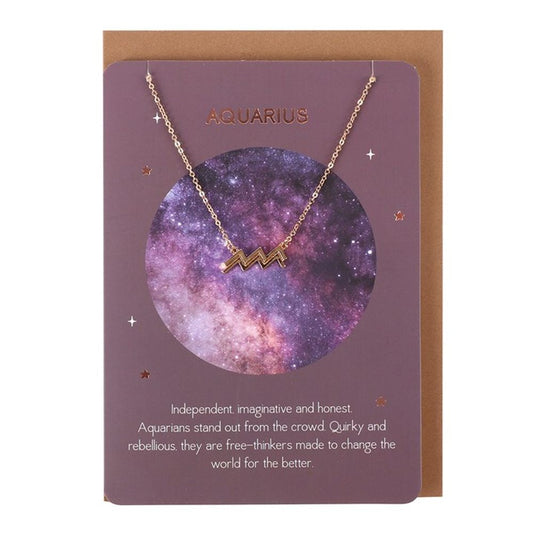 Aquarius Zodiac Necklace Card - Embrace Aquarian - thesoulmindspirit